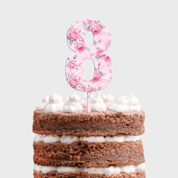 Pretty Pink Flower Number Toppers (Asstd Numbers)