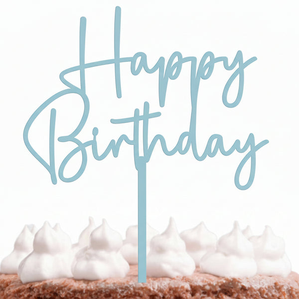 Light Blue Pastel Happy Birthday Topper