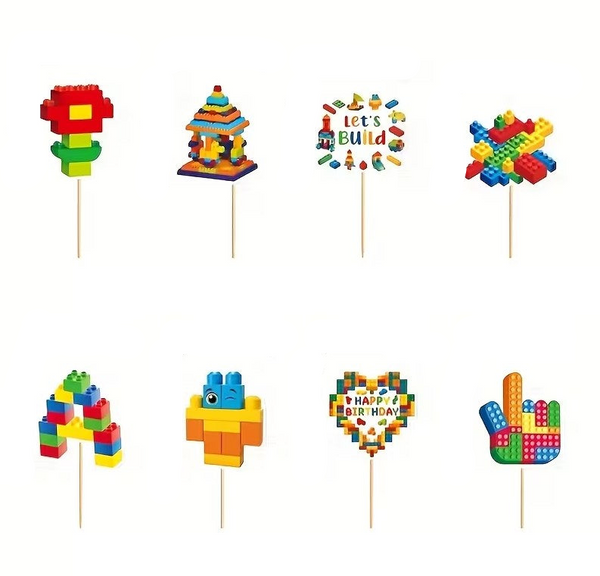 SUGAR SISTERS - Building Blocks Cupcake Toppers Pk 32