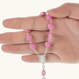 Mini Pink Rose Rosary Beads 1 Pc DECO-CAKE