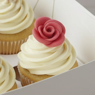 Sugar Paste Rose Pink Decorations Pk 6