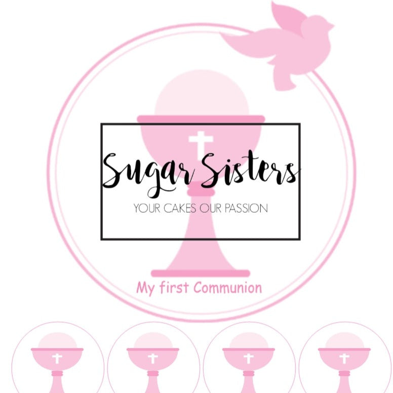 Pink Communion  Edible Topper - (1 x 6