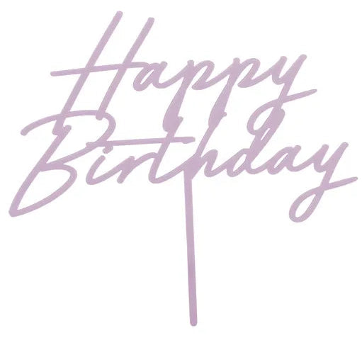 Pale Lilac Matt Happy Birthday Acrylic Topper