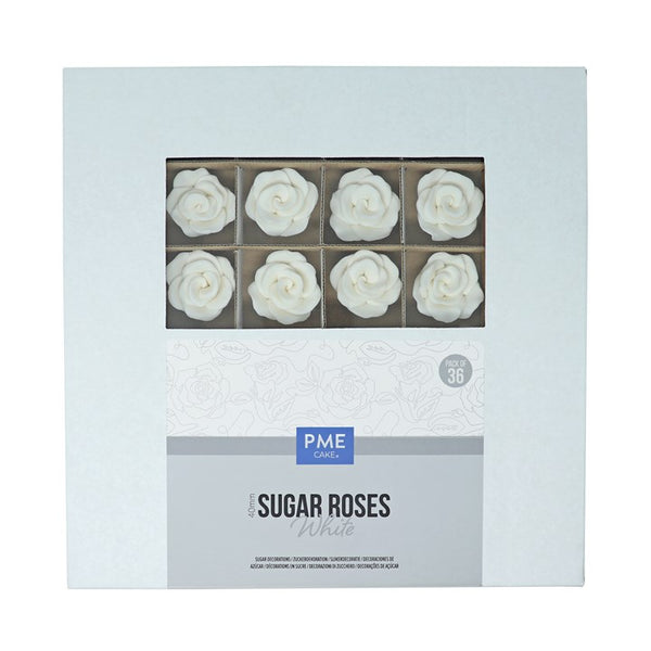 Sugar Roses White 40mm Pk 36