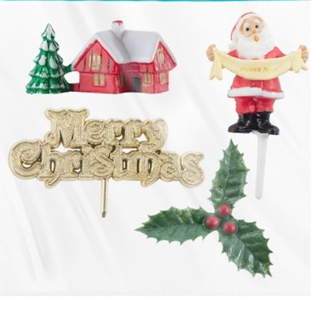Sweet Stamp Cake Topper - Traditional Merry Christmas - Gold & Red