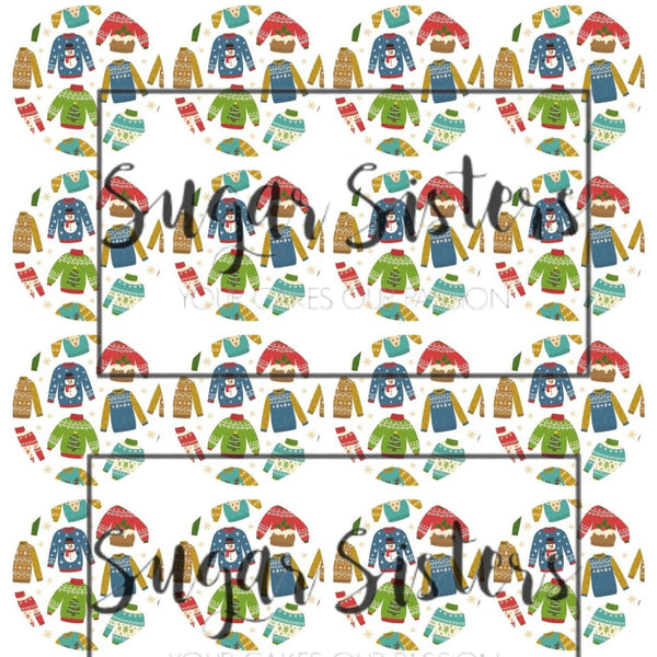 Xmas Jumper  Edible Toppers - (20 Toppers)