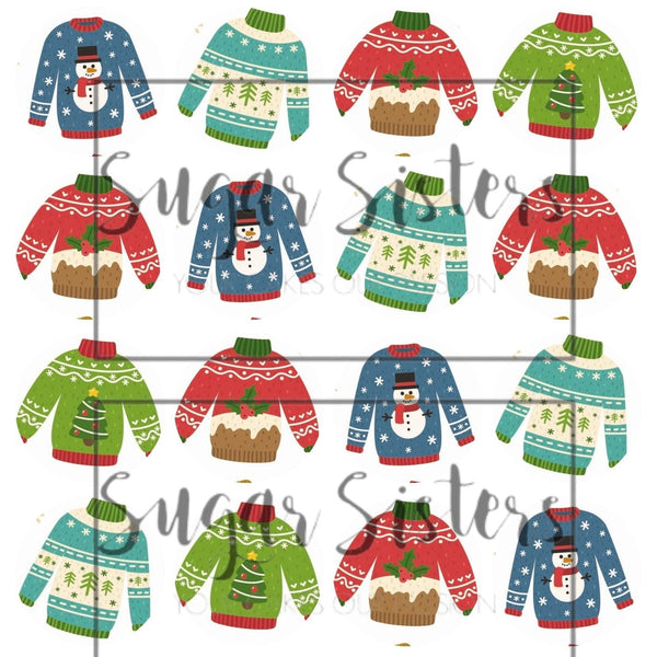 Xmas Jumper Edible Toppers - (20 toppers)