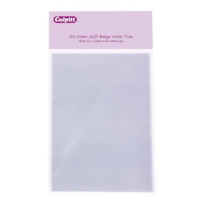 Culpitt 50 Clear Gift Bags with Ties 120mmx170mm