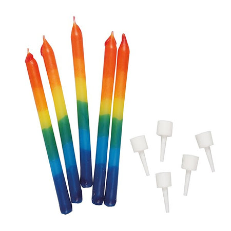 Glitter Candles Multi-Coloured Rainbow Mix with Holders