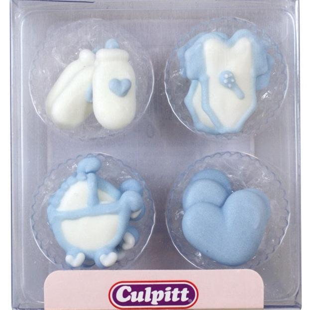 Blue Baby Sugar Decorations Pk 12