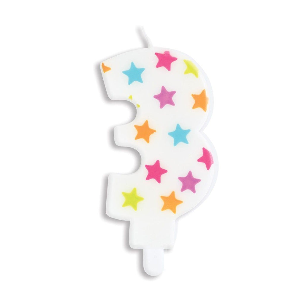 Rainbow Stars Number Candle 3