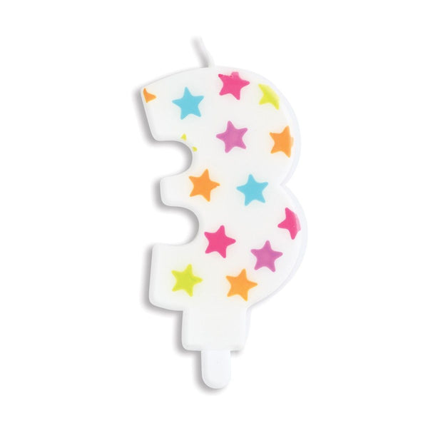 Rainbow Stars Number Candle 3