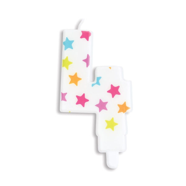 Rainbow Stars Number Candle 4