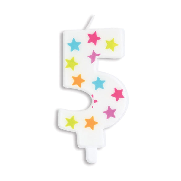 Rainbow Stars Number Candle 5