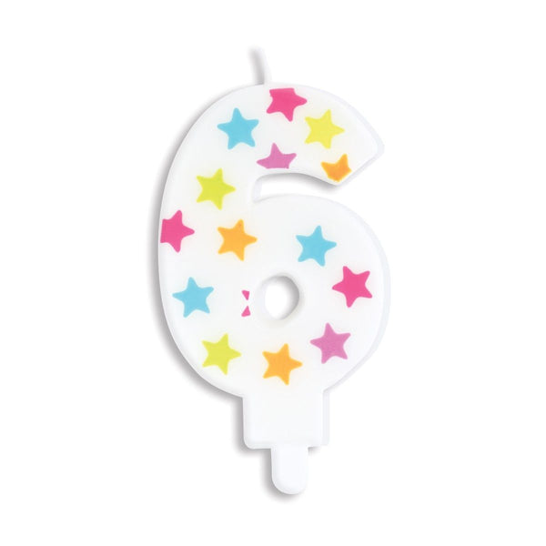 Rainbow Stars Number Candle 6