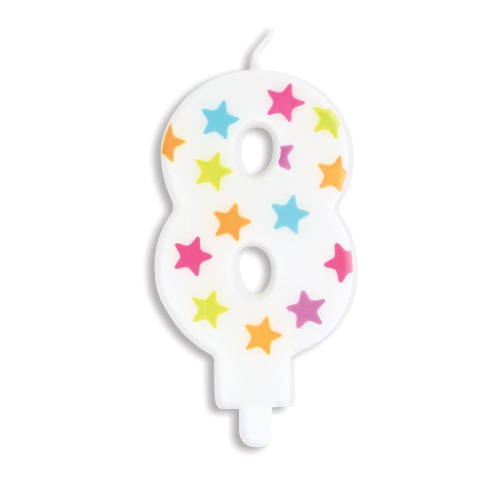 Rainbow Stars Number Candle 8