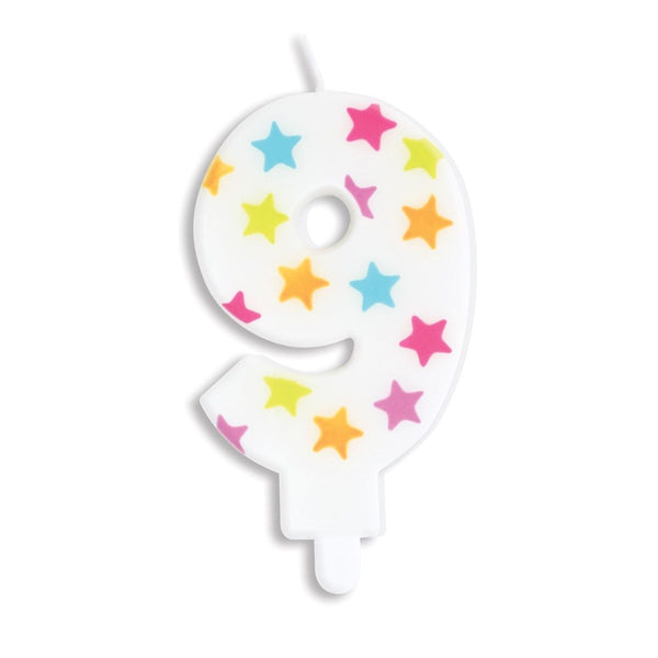 Rainbow Stars Number Candle 9