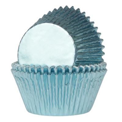 Baby Blue Foil Mini Cupcake Cases Pk 36