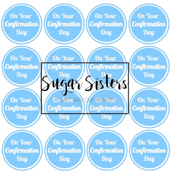 Confirmation Blue  Edible Toppers - (20 Toppers)