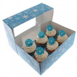 Luxury Blue Snowflake Cupcake Box 6s