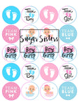 Gender Reveal  Edible Toppers - (20 Toppers)