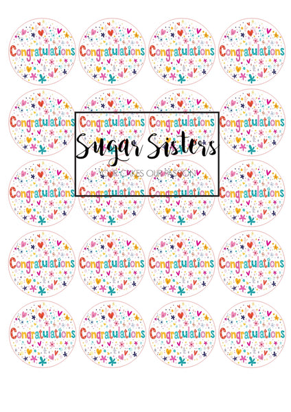 Congratulations Edible Toppers - (20 Toppers)