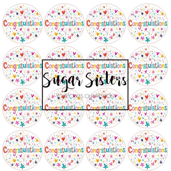 Congratulations Edible Toppers - (20 Toppers)