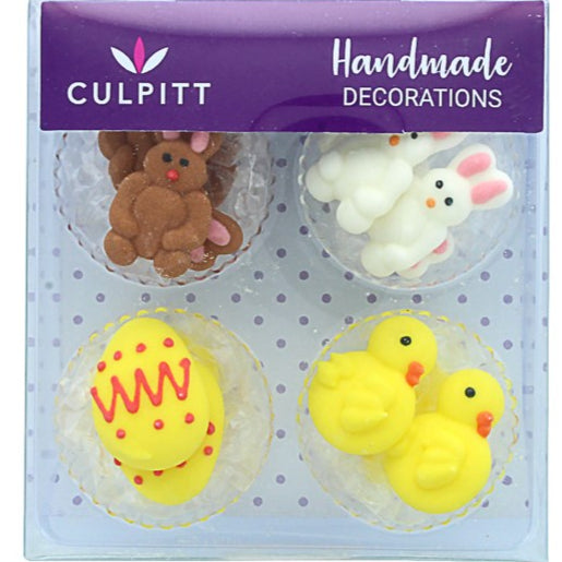 Chick Egg & Rabbit Sugar Decorations Pk 12