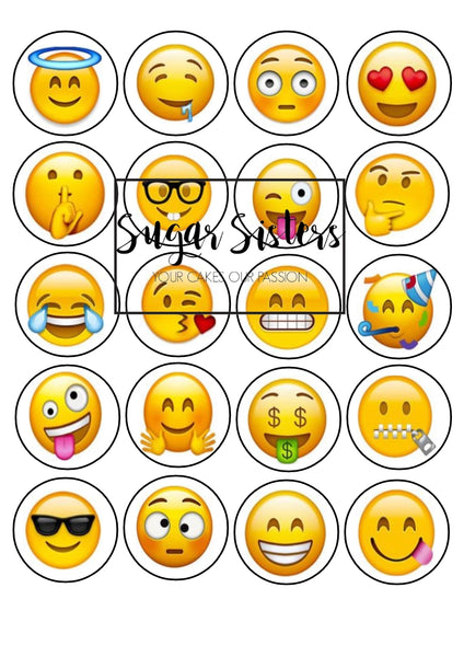 Emoji  Edible Toppers - (20 Toppers)