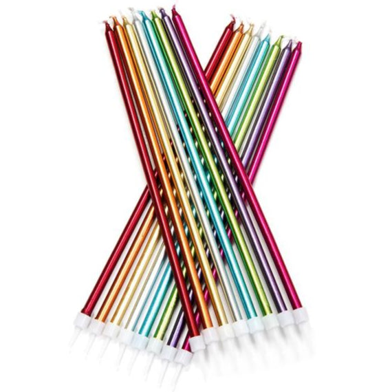 Extra Tall Rainbow Metallic Candles Pk 16