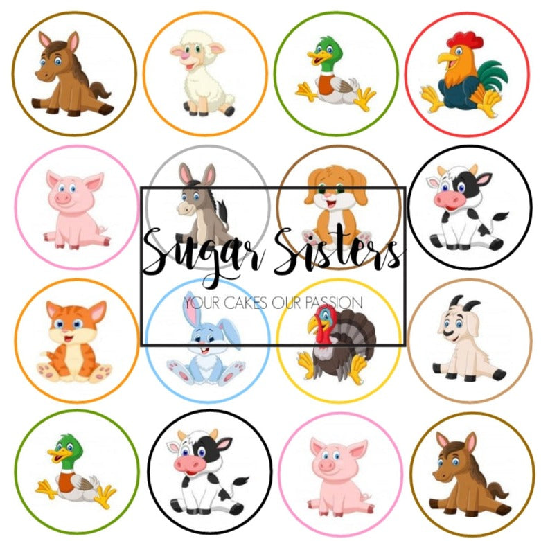 Farm Animals Edible Toppers - (20 Toppers)