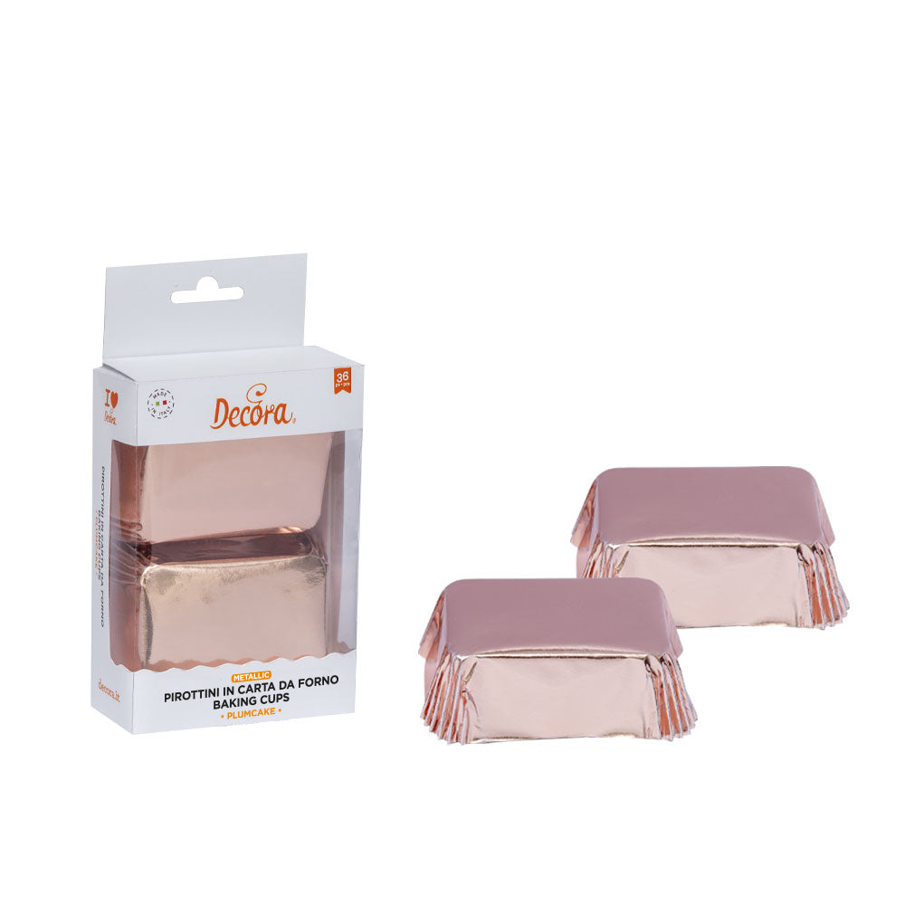 Foil Rose Gold Mini Loaf Tin Liners Pk 20
