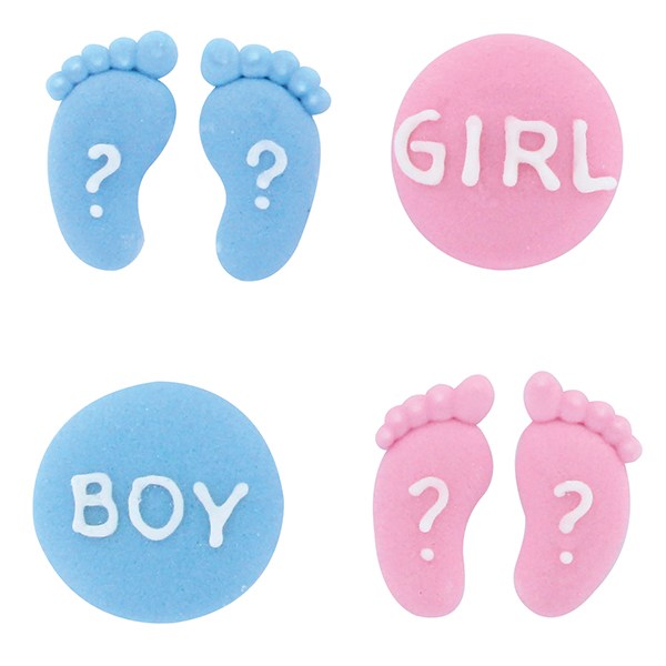 Gender Reveal Sugar Decorations Pk 12