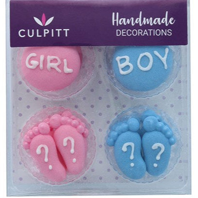 Gender Reveal Sugar Decorations Pk 12