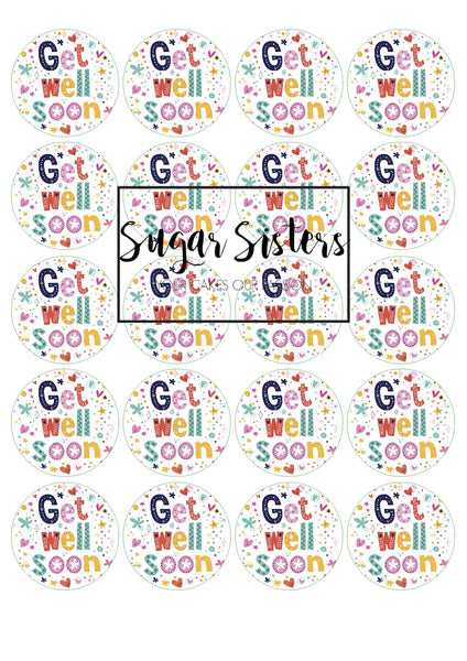 Get Well Soon Edible Toppers - (20 Toppers)