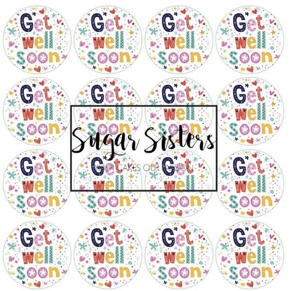 Get Well Soon Edible Toppers - (20 Toppers)