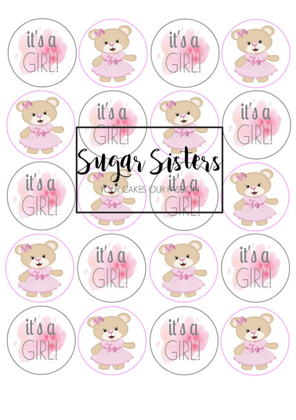 Its a Girl Edible Toppers - (20 Toppers)