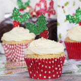 Glitter Holly Pick  Pk 12