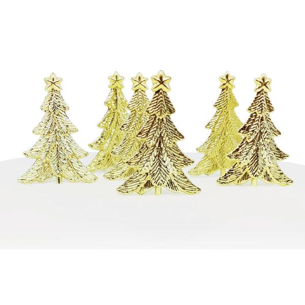 Gold Tree Cake Decorations Pk 6