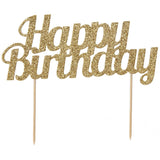 Gold Glitter Happy Birthday Cake Topper