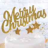 Glitter Merry Christmas Cake Topper Gold