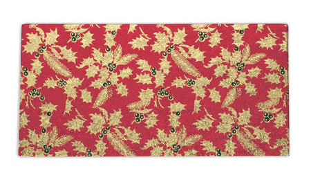 Gold Holly with Red Berries Double Thick Card 10" Rd