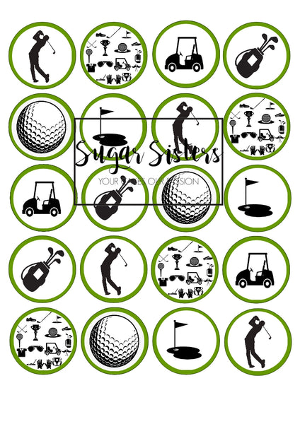 Golf  Edible Toppers - (20 Toppers)