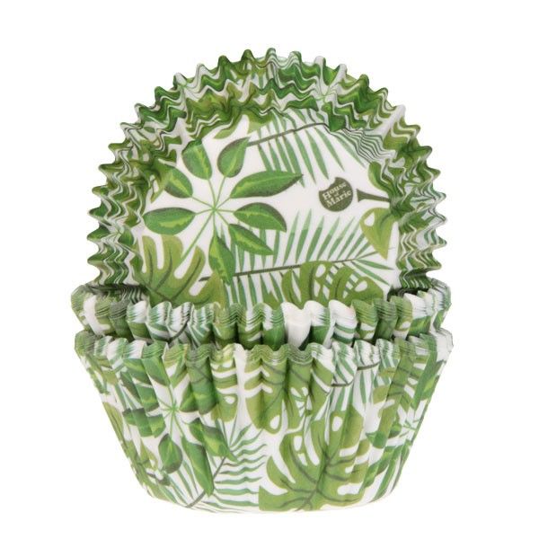 Green Leaves Cup Cake Cases Pk 50 HOM
