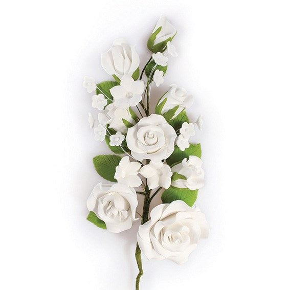 Gum Paste White Rose Spray 178mm