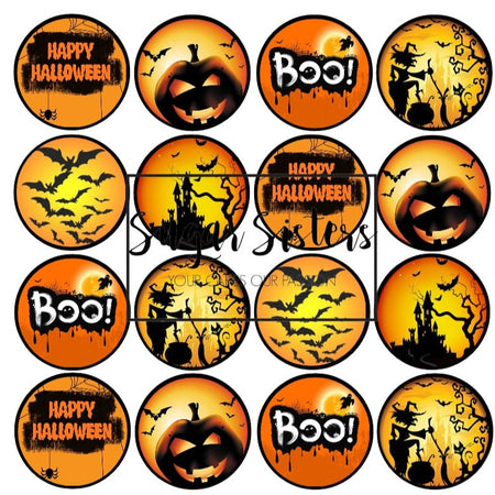 Neon Halloween  Edible Toppers - (20 Toppers)