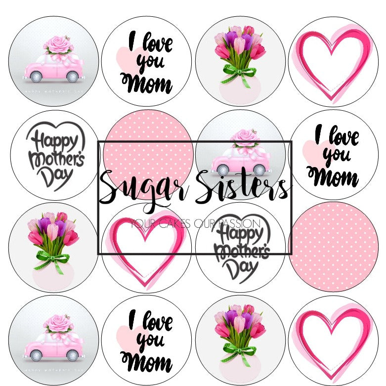 Mothers Day Edible Toppers - (20 Toppers)