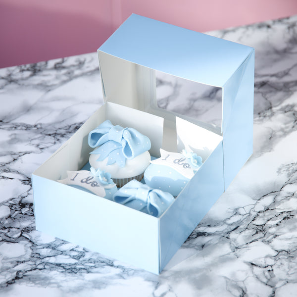 Sugar Sisters Cupcake Box - Baby Blue (4 Cavity)