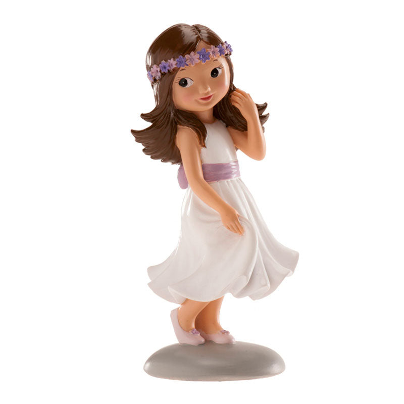 Communion Girl with Lavender Flowers 15cm