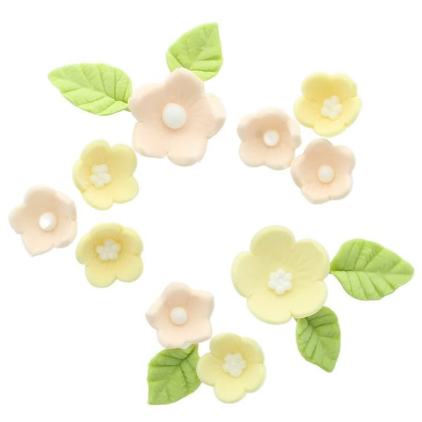 Sugar Decoration Lemon Flowers & Leaves Pk 16